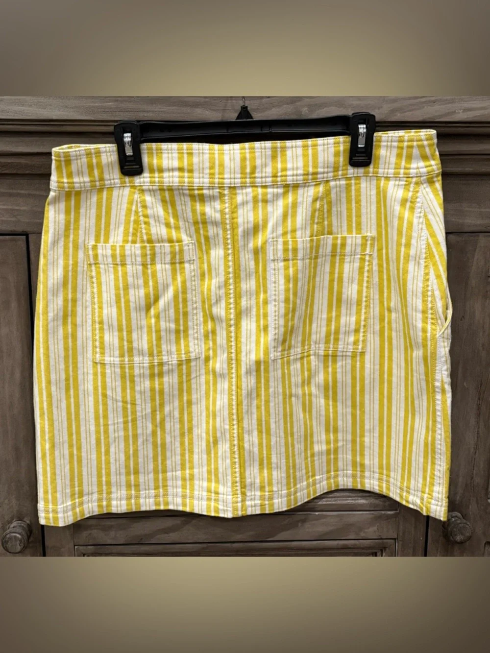 NWT Women’s LOFT Bright Yellow/White Striped Casual Skirt (14) - Picture 2 of 5